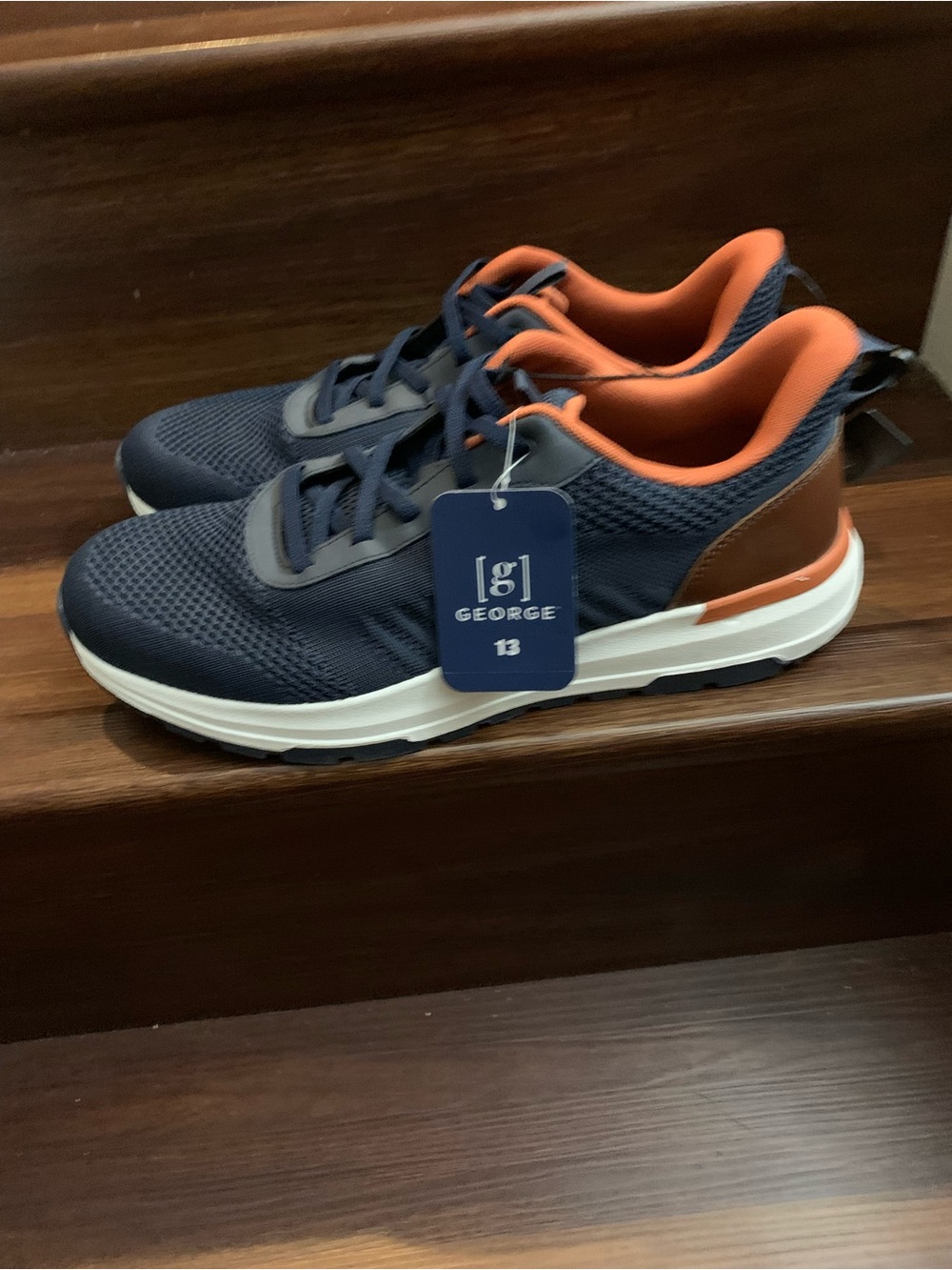 New Men’s George Men's Navy and Orange Athletic Memory Foam Sneakers. Size 13 - Picture 7 of 11